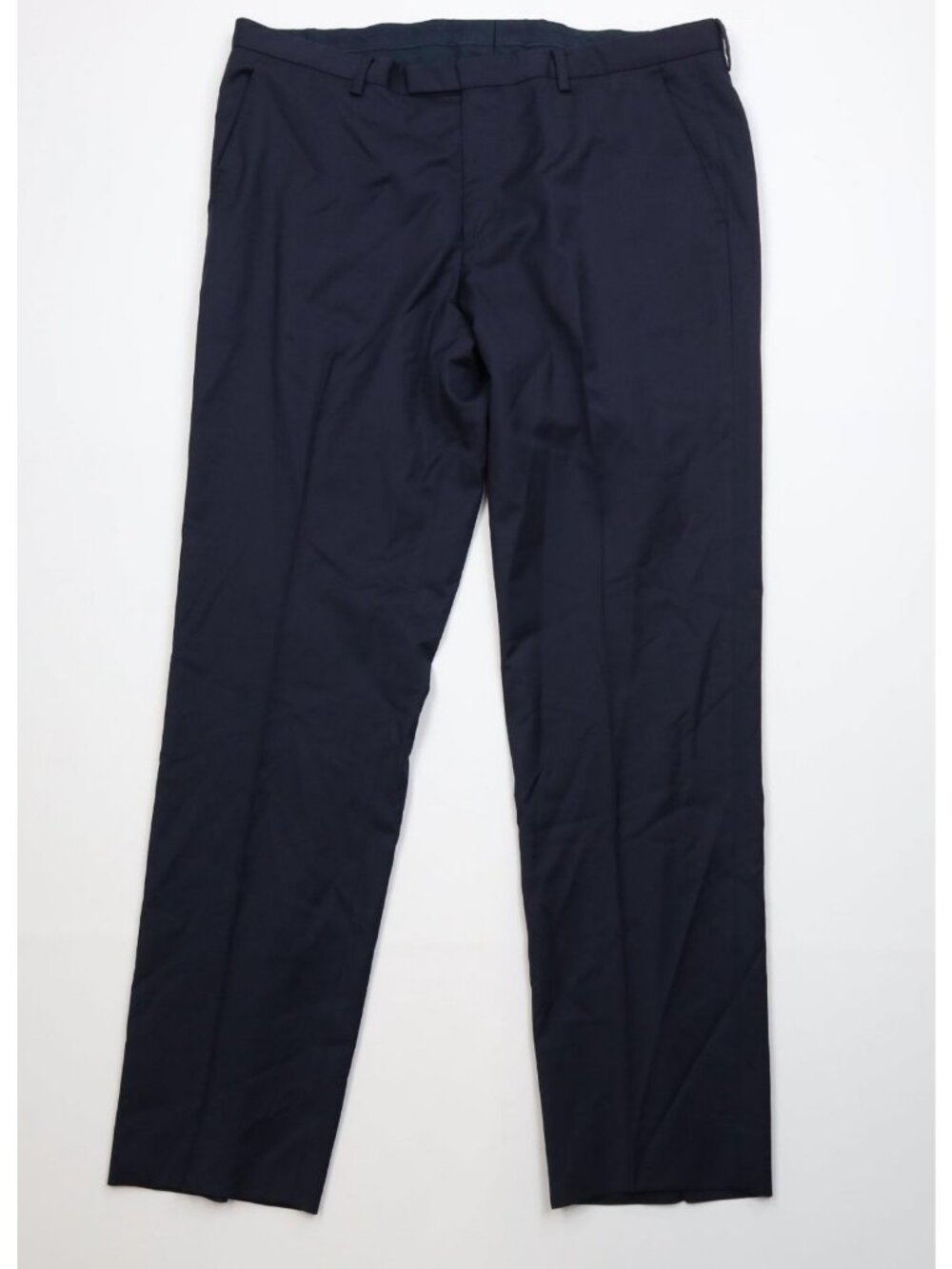 Hugo Boss Mens Size 38x32 Wool Knit Straight Leg Dress Pants Trousers Navy Blue